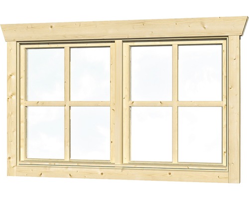 Fenêtre à deux vantaux pour abri de jardin 28 mm SKAN HOLZ 2x57.5x70.5 cm naturel