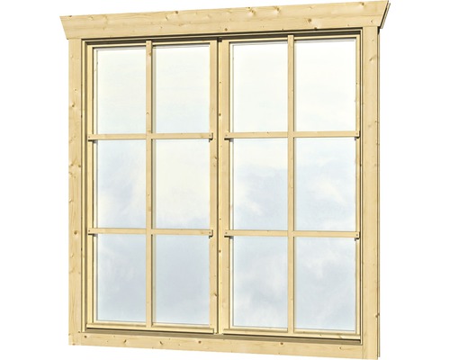 Doppelfenster für Gartenhaus 28 mm SKAN HOLZ 2x57.5x123.5 cm natur