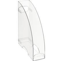 Boîte de classement transparente en plastique pour ranger des documents.