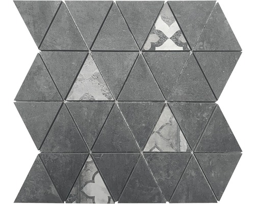 Mosaïque en grès cérame Triangolo graphite 30x34 cm