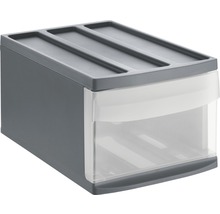 Grauer Schubladencontainer mit durchsichtiger Schublade