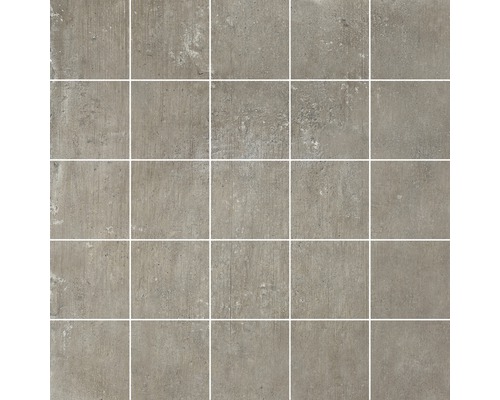 Mosaïque en grès cérame Gare brown 30x30 cm Motif de carreaux aspect béton, carré