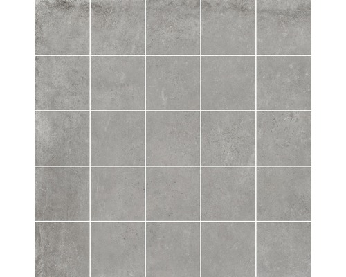 Mosaïque en grès cérame Gare grey 30x30 cm Carreaux de sol carrés gris aspect béton