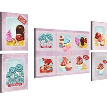 Tableau mural en plusieurs parties avec des motifs de bonbons