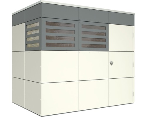 Abri de jardin avec porte et grilles de ventilation