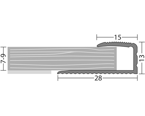 Profilé pour la fixation des bords d''escalier avec dimensions
