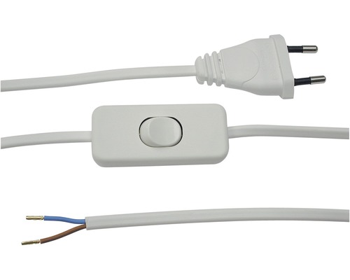 Câble pour appareils 2x0,75mm² 1,8m blanc avec interrupteur