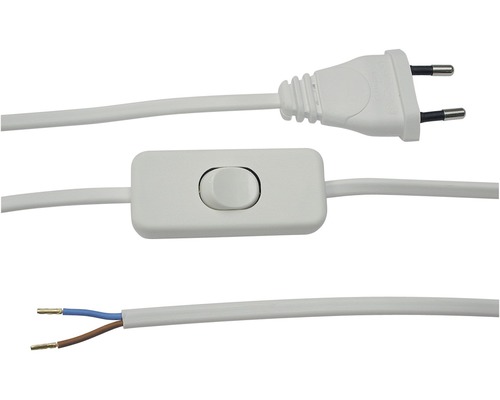 Apparatekabel 2x0,75mm² 1,8m weiss mit Schnurrschalter