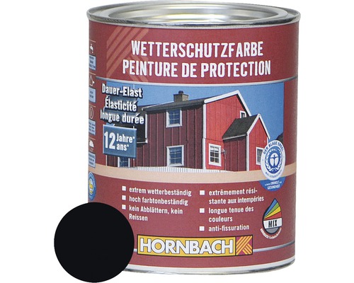 HORNBACH Holzfarbe Wetterschutzfarbe schwarz 750ml