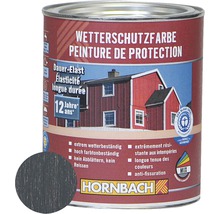 Peinture de protection contre les intempéries dans un pot de peinture avec le logo Hornbach et le label Ange Bleu