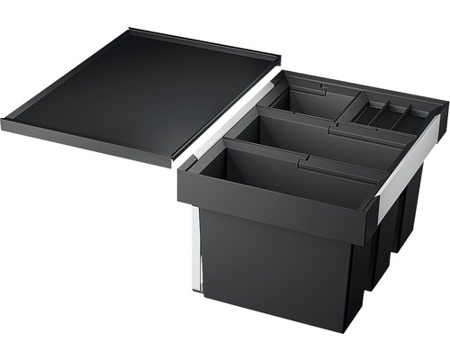 Poubelle de tri sélectif encastrée Blanco FLEXON II 60/4 2x15 l et 2x6 l 521474 Système de tri des déchets avec plusieurs récipients et couvercle pour le tri des déchets