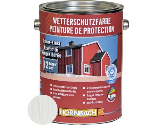 HORNBACH Holzfarbe Wetterschutzfarbe weiss 2,5 L