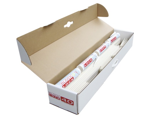 Block Lock Abstandshalter in geöffneter Verpackung