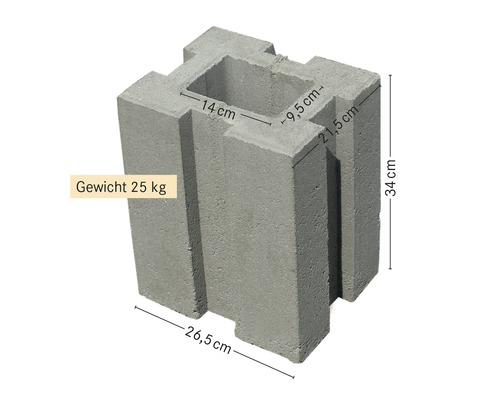 Pfostenfundamentstein 34x26.5x21.5 cm