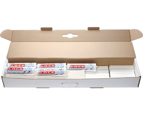 Offener Karton mit Block Lock Original Dichtstoff