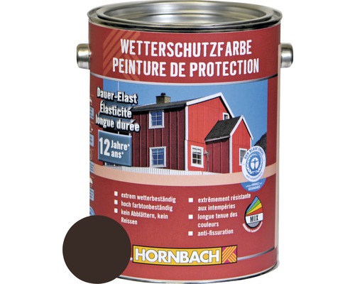 HORNBACH Holzfarbe Wetterschutzfarbe dunkelbraun 2,5 L