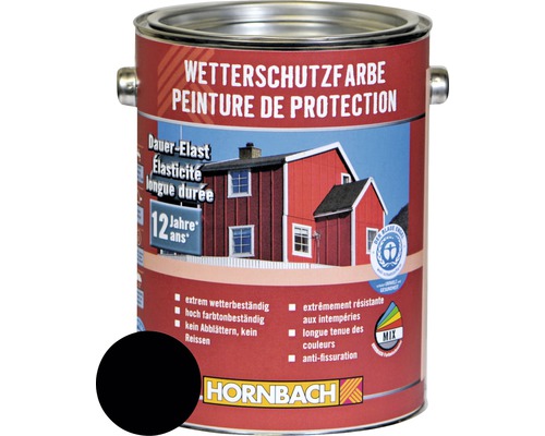 HORNBACH Holzfarbe Wetterschutzfarbe schwarz 2,5 L