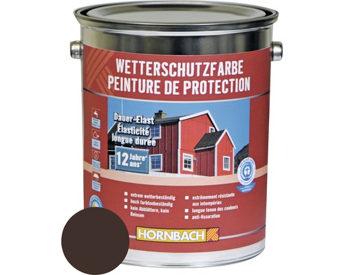 HORNBACH Holzfarbe Wetterschutzfarbe dunkelbraun 5 L