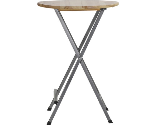 Klapptisch mit runder Tischplatte aus Holz und Metallgestell