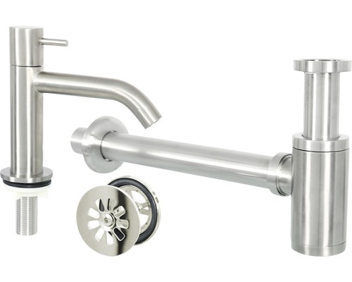 Waschtischarmatur mit Siphon und Ablaufgarnitur