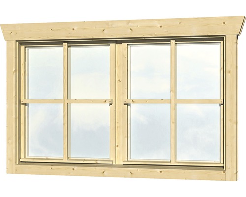 Doppelfenster für Gartenhaus 45 mm SKAN HOLZ 2x57.5x70.5 cm natur