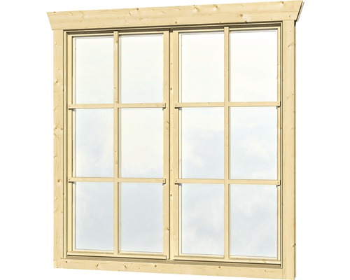 Doppelfenster für Gartenhaus 45 mm SKAN HOLZ 2x57.5x123.5 cm natur