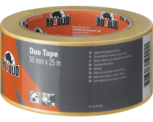 ROXOLID Duo Tape Doppelseitiges Klebeband Teppichklebeband braun 50 mm x 25 m