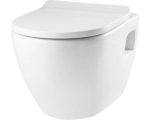 WC suspendu form&style Nevis cuvette à fond creux blanc brillant avec abattant