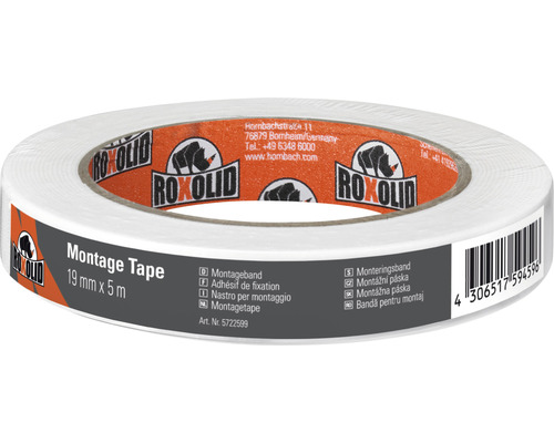 ROXOLID Montage Tape Montageband weiss 19 mm x 5 m