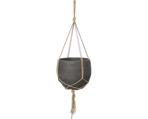 Suspension florale Lafiora macramé pierre artificielle Ø 25 H 21 cm anthracite