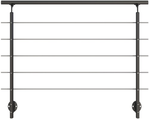 Geländerset Pertura Melia Aluminium anthrazit mit fünf Edelstahlstäben für Seitenmontage B: 1.50 m