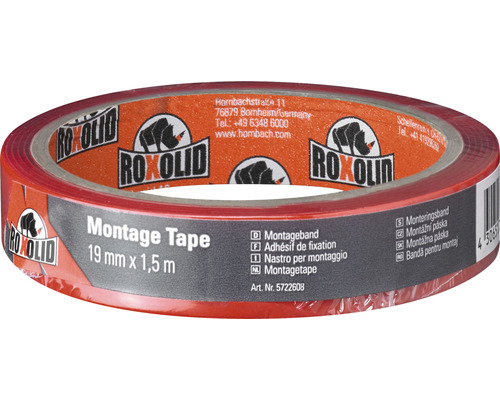 Ruban de montage ROXOLID transparent 19 mm x 1.5 m