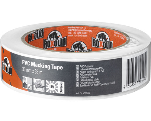 ROXOLID PVC Masking Tape Abdeckband Putzband weiss 30 mm x 33 m