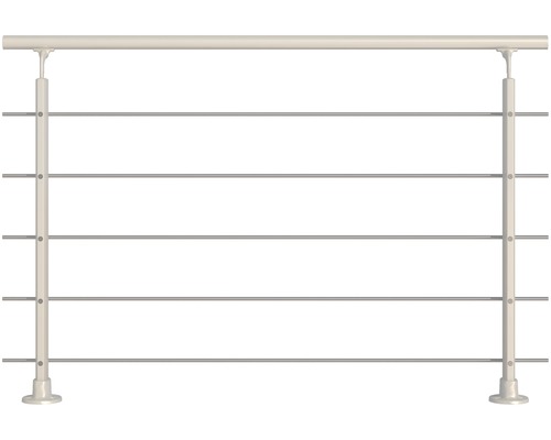 Geländerset Pertura Melia Aluminium weiss mit fünf Edelstahlstäben für Bodenmontage B: 1.50 m