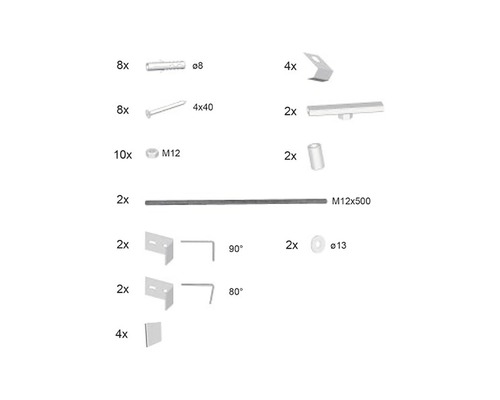 Kit de montage pour panneaux RAVAK 10°, BeHappy II et Chrome B28100000N