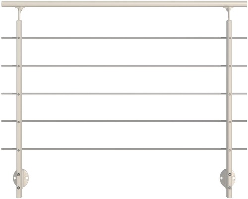 Geländerset Pertura Melia Aluminium weiss für Seitenmontage mit fünf Edelstahlstäben (116)