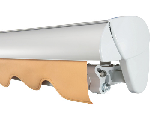 Ausgefahrene Markise mit gewelltem Abschluss