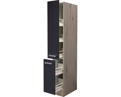 Apothekerschrank Flex Well Santo BxHxT 30x200x57 cm Frontfarbe anthrazit - Korpusfarbe san remo eiche hell