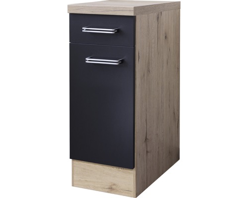 Unterschrank mit Schublade und Drehtür Flex Well Santo BxHxT 30x86x60 cm Frontfarbe anthrazit - Korpusfarbe san remo eiche hell