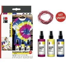 Marabu Textilspray Set zum Färben im Batikstil mit Gummibändern und drei Textilsprays