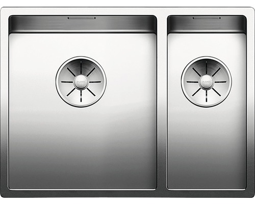 Évier Blanco CLARON 340/180-U lxp 585x440 mm acier inoxydable satiné 521609 Évier en acier inoxydable avec deux cuves