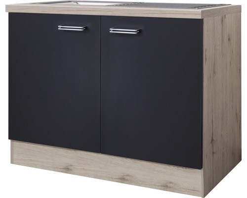 Spülenschrank inkl. Spüle Flex Well Santo BxHxT 100x86x60 cm Frontfarbe anthrazit - Korpusfarbe san remo eiche hell