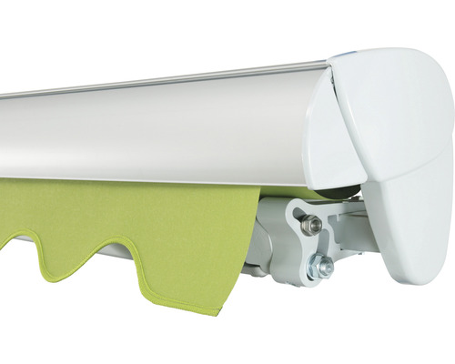 Detailansicht einer Markise mit Stoff