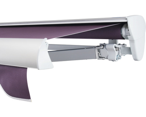 SOLUNA Halbkassettenmarkise Classic 3x2,5 Stoff Dessin 7554 Gestell E6EV1 silber eloxiert Antrieb rechts inkl. Motor, Wandschalter