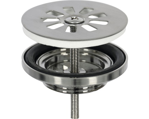 Spülenablaufgarnitur aus Edelstahl mit Sieb