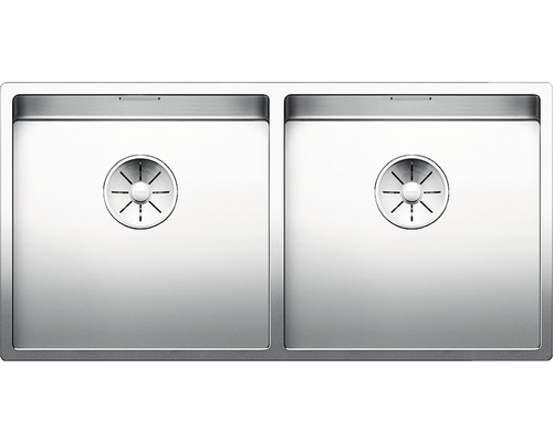 Évier Blanco CLARON 400/400-U lxp 865x440 mm acier inoxydable satiné 521618 Double évier en acier inoxydable avec deux cuves