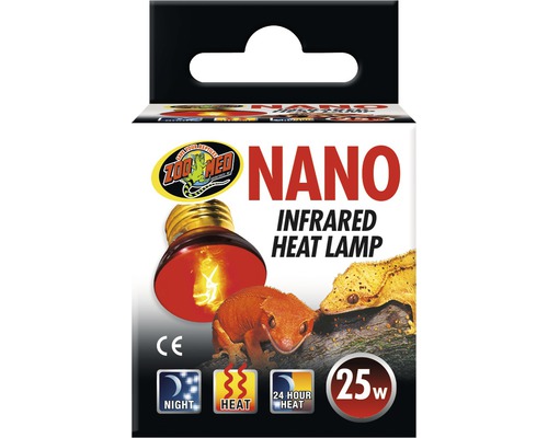 Logo Zoo Med. Emballage d''une lampe chauffante infrarouge de 25 watts pour nano-terrariums
