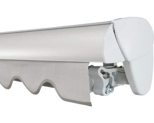 Detailansicht einer Markise mit Stoff