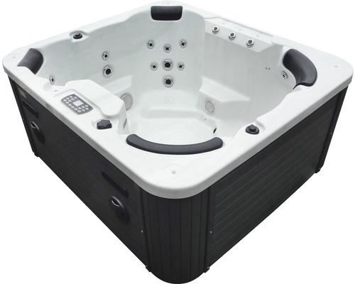 Quadratischer Whirlpool mit Düsen und Bedienelementen