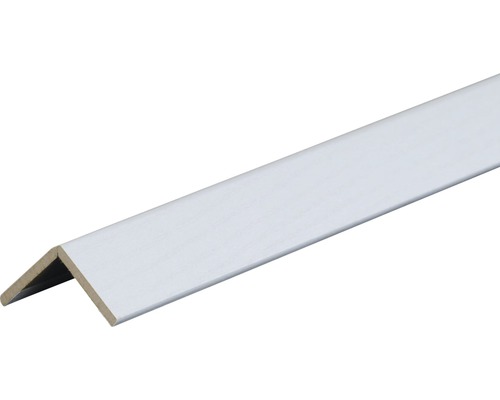 Baguette d'angle en frêne cristal blanc 28x28x2600 mm Profilé d''angle en plastique